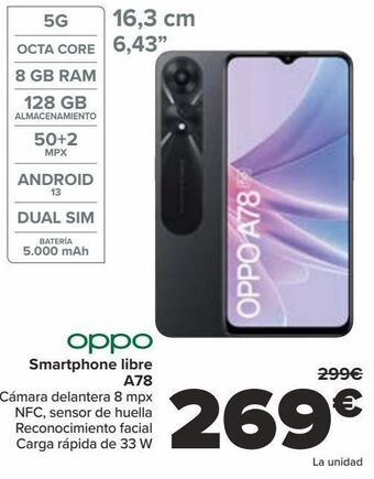 Carrefour Oppo smartphone libre a78 oferta