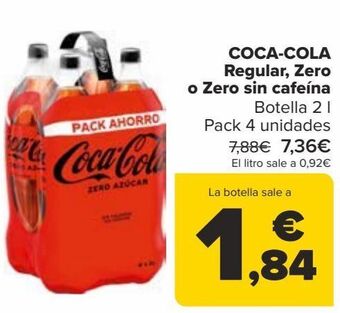 Carrefour Coca-cola regular, zero o zero sin cafeína oferta