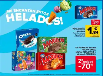 Carrefour Market Helado sándwich de nata classic maxibon oferta