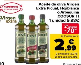 Carrefour Market Aceite de oliva virgen extra picual, hojiblanca o arbequina coosur oferta