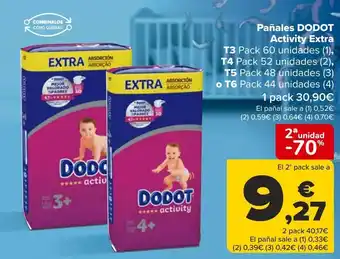 Carrefour Pañales dodot activiy extra t3, t4, t5 o t6 oferta