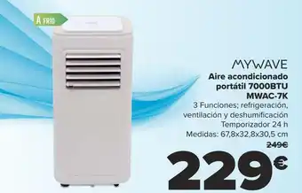 Carrefour Mywave aire acondicionado portátil 7000btu mwac-7k oferta