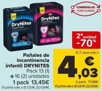 Carrefour Pañales de incontinencia infantil drynites oferta