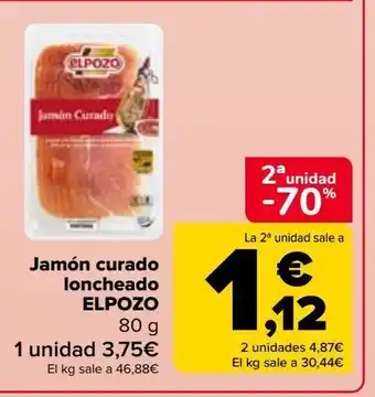 Carrefour Market Jamón curado loncheado elpozo oferta