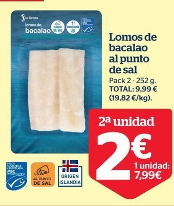 La Sirena Lomos de bacalao oferta