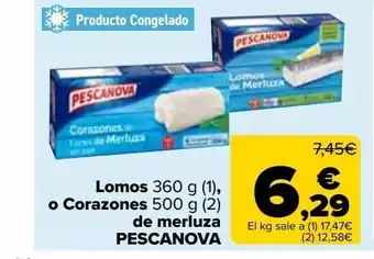 Carrefour Market Lomos o corazones de merluza pescanova oferta