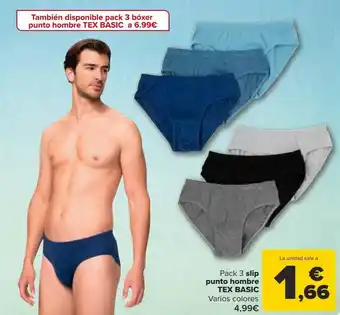 Carrefour Pack 3 slip punto hombre tex basic oferta
