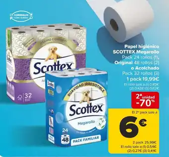 Carrefour Papel higiénico scottex megarollo, original o acolchado oferta
