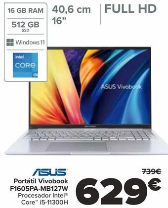 Carrefour Asus portátil vivobook f1605pa-mb127w oferta