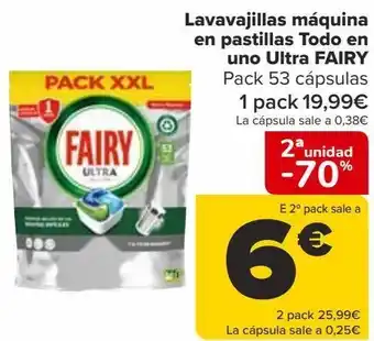 Carrefour Lavavajillas máquina en pastillas todo en uno ultra fairy oferta