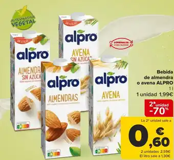 Carrefour Bebida de almendra o avena ALPRO oferta