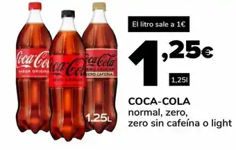 Supeco Coca-cola normal, zero , zero sin cafeína o light 1,25l oferta