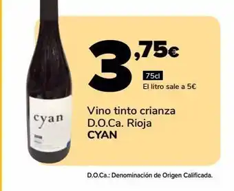 Supeco Vino tinto crianza d.o.ca rioja cyan 75cl oferta