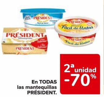 Carrefour EN TODAS las mantequillas PRÉSIDENT. oferta