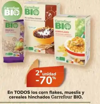 Carrefour En TODOS los corn flakes, mueslis y cereales hinchados Carrefour BIO. oferta