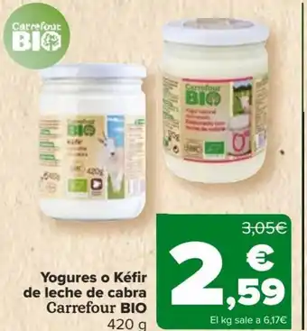 Carrefour Yogures o Kéfir de leche de cabra Carrefour BIO 420 g oferta