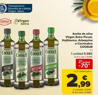 Carrefour Aceite de oliva Virgen Extra Picual, Hojiblanca, Arbequina o Cornicabra COOSUR oferta