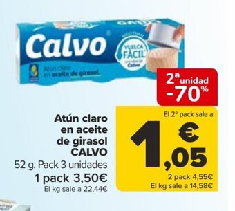 Carrefour Atún claro en aceite de girasol CALVO oferta