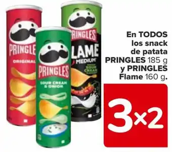 Carrefour EN TODOS los snack de patata PRINGLES 185 g y PRINGLES Flame 160 g. oferta