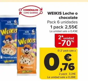 Carrefour WEIKIS Leche o chocolate oferta