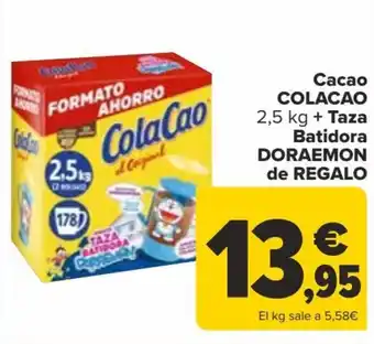 Carrefour Cacao COLACAO 2,5 kg + Taza Batidora DORAEMON de REGALO oferta