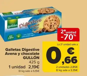 Carrefour Galletas Digestive Avena y chocolate GULLÓN 425 g oferta