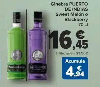 Carrefour Ginebra PUERTO DE INDIAS Sweet Melón o Blackberry 70 cl oferta