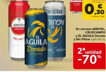 Carrefour En cerveza AMSTEL, CRUZCAMPO oferta