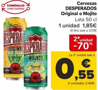 Carrefour Cervezas DESPERADOS Original o Mojito oferta