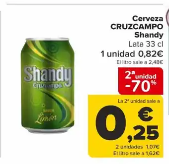 Carrefour Cerveza CRUZCAMPO Shandy Lata 33 cl oferta