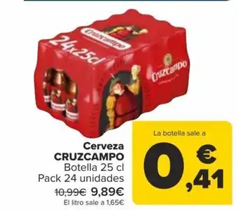 Carrefour Cerveza CRUZCAMPO Botella 25 cl Pack 24 unidades 10,99€ 9,89€ oferta