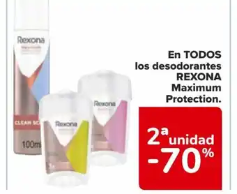 Carrefour EN TODOS los desodorantes REXONA Maximum Protection. oferta