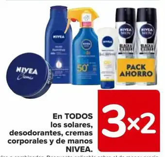 Carrefour EN TODOS los solares, desodorantes, cremas corporales y de manos NIVEA. oferta