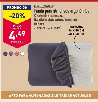 ALDI Funda de almohada home creation oferta