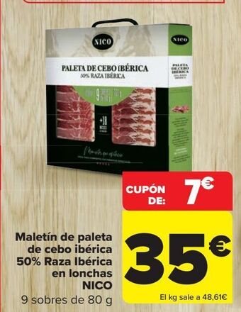 Carrefour Market Maletín de paleta de cebo ibérica 50% raza ibérica en lonchas nico oferta