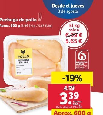 Lidl Pechuga de pollo oferta
