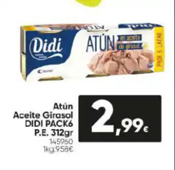 Family Cash Atún Aceite Girasol DIDI PACK6 P.E. 312gr 145960 1kg:9.58€ oferta