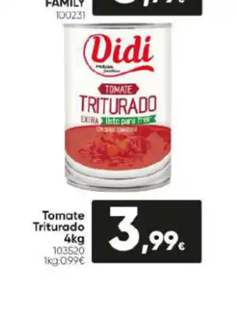 Family Cash Tomate Triturado 4kg 103520 1kg.0.99€ oferta