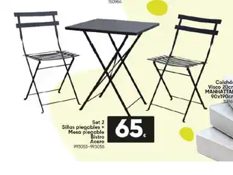 Family Cash Set 2 Sillas plegables + Mesa plegable Bistro Acero oferta