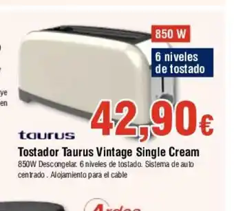 FROIZ Tostador Taurus Vintage Single Cream oferta