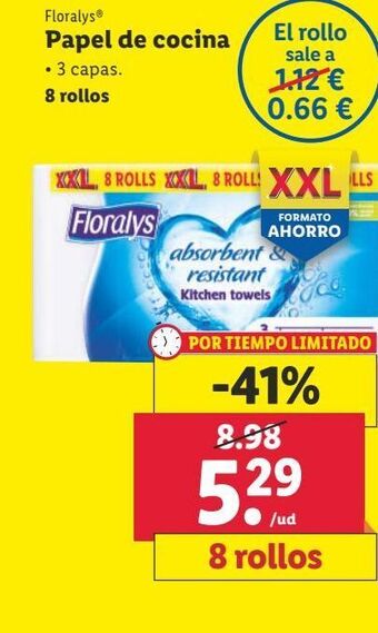 Lidl Papel de cocina floralys oferta