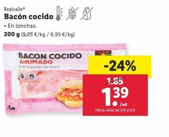 Lidl Bacon cocido realvalle oferta
