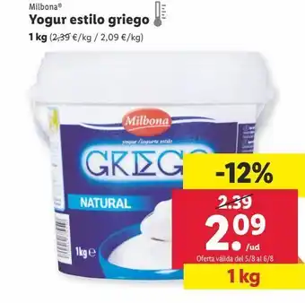 Lidl Yogur griego milbona oferta