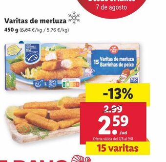 Lidl Varitas de merluza oferta