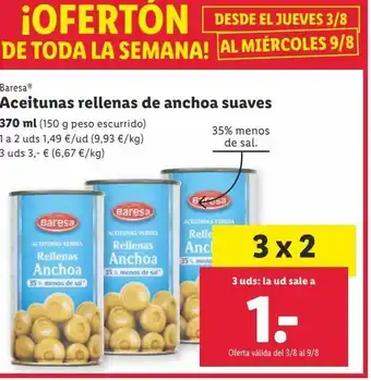 Lidl Aceitunas rellenas de anchoa baresa oferta