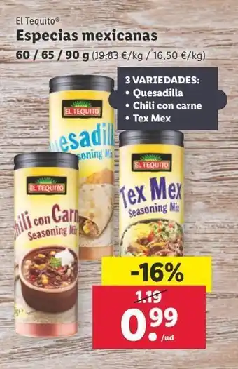 Lidl Especias el tequito oferta
