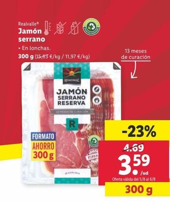 Lidl Jamón serrano realvalle oferta