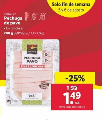 Lidl Pechuga de pavo realvalle oferta