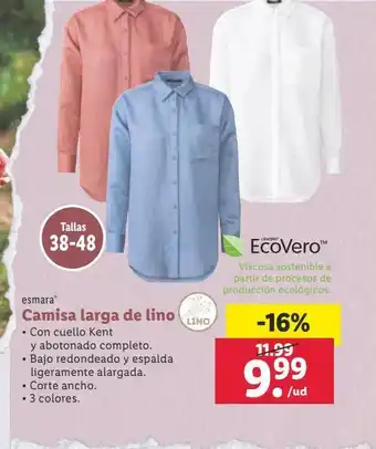 Lidl Camisa manga larga esmara oferta
