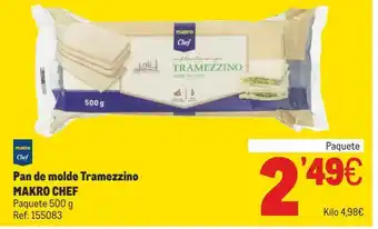Makro Pan de molde tramezzino makro chef oferta